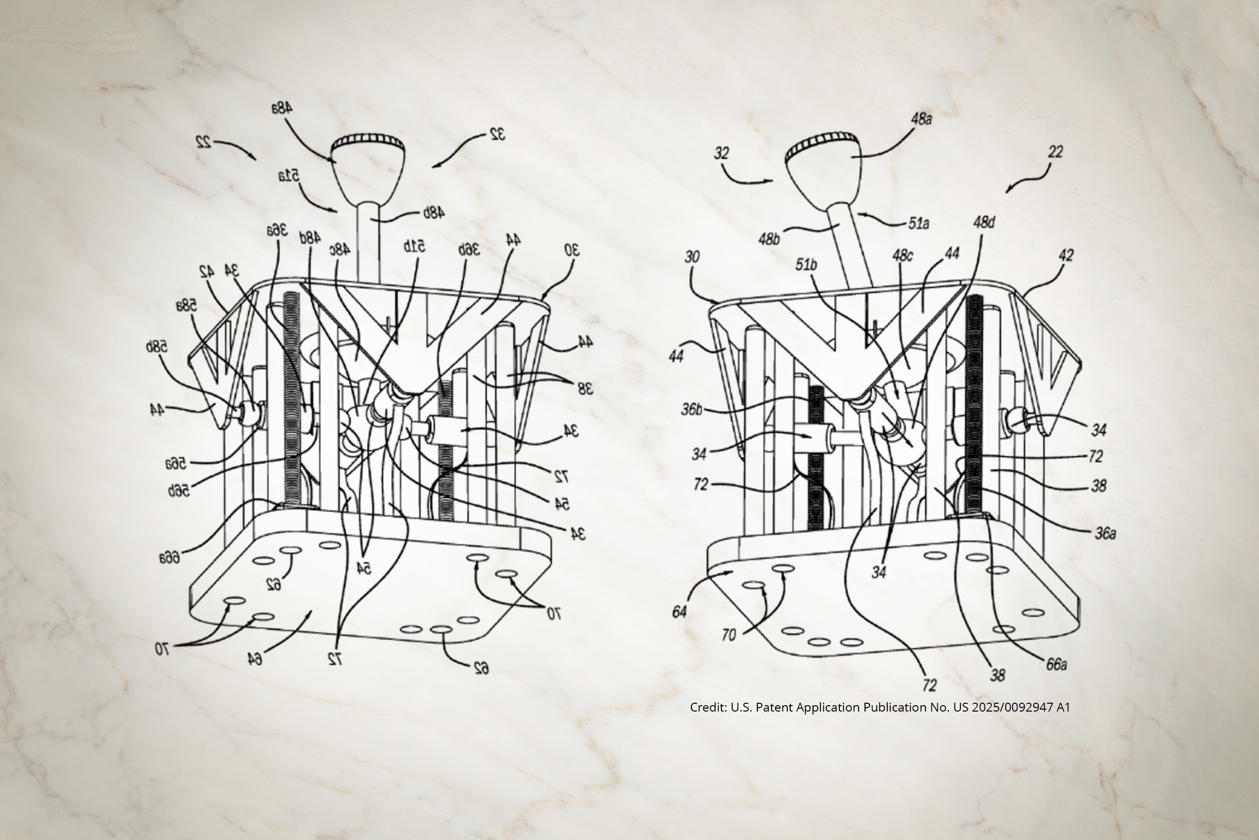 Patent application for Ford transmission shifter shown in drawing.